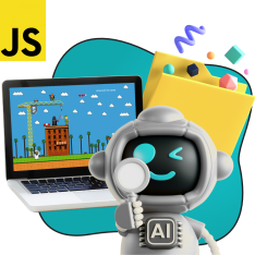 Язык программирования JavaScript + AI. Проектное обучение + геймификация + AI-помощники - КИБЕРшкола программирования для детей, компьютерные курсы для школьников, начинающих и подростков - KIBERone г. Косулино